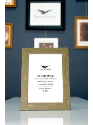 Raven Art Studio Modern A4-21X30CM Haki Resim Fotoğraf Belge Poster Evrak Çerçevesi Korumalı Kırılmaz Pleksi Cam
