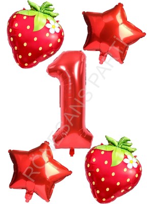 Rönesans Parti Çilek Temalı Doğum Günü Folyo Balon Seti Yaş-1