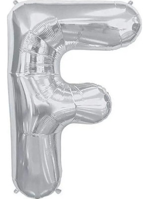 Rönesans Parti Büyük Boy Gümüş Renk 100 cm F Harfi Folyo Balon
