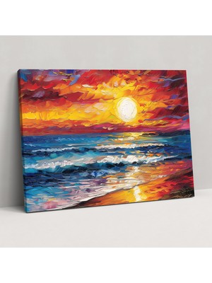 Popcas Leonid Afremov Sahil Günbatımı Kanvas Tablo Ev Dekorasyonu Için