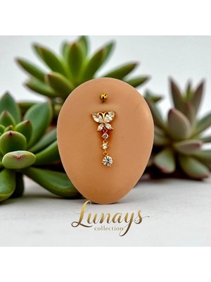 Lunays Paslanmaz Çelik Kelebek Kadın Göbek Piercing Gold Renk