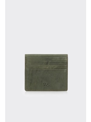 White Stone Hakiki Deri Yeşil Kağıt Para Bölmeli Premium Kartlık