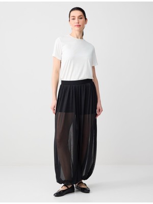 Jimmy Key Siyah Rahat Kesim Normal Bel Lastikli Paça Mesh Pantolon