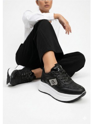 Slipcat Taşlı Işıltılı Trend 5 cm Platform Kadın Sneaker Kalın Taban Spor Ayakkabı