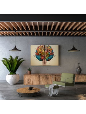 Popcas Tıp Geometrik Kanvas Tablo Insan Beyni Çağdaş Dijital Sanat