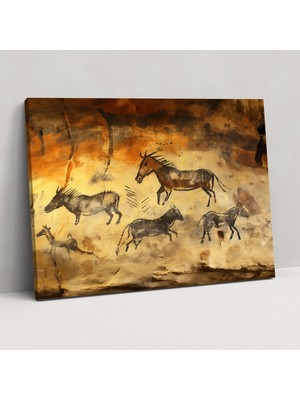 Popcas Mezolitik Duvar Dekorasyonu Orman Hayvanları Teması Duvardan Sanatı Mağara Resmi