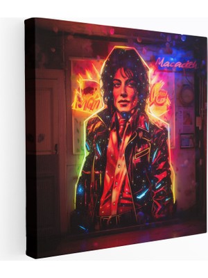 Popcas Michael Jackson Retro Neon Işık Kanvas Tablo Duvar Sanatı
