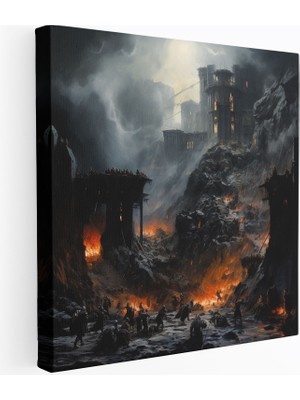 Popcas Orta Dünya Tablo Sanatı Helm Derinliği Savaşı Kanvas Tablo Iyi ve Kötü Kuvvetler Görselliği