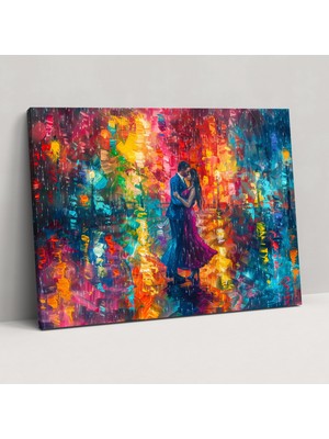 Popcas Dans Eden Çift Kanvas Tablo Leonid Afremov Duvar Sanatı