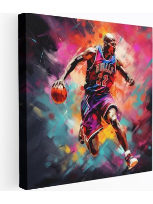 Popcas Dinamik Fırça Darbeleri Michael Jordan Kanvas Tablo