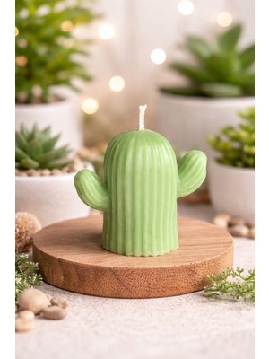 Calinda Candles Kaktüs Tasarımlı Yeşil %100 Soya Wax Dekoratif Mum