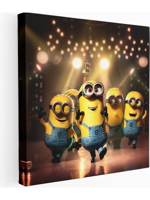 Popcas Canlı Minions Temalı Kanvas Tablo Dans Partisi Duvar Sanatı