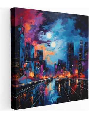 Popcas Gece Şehir Yaşamı Kanvas Tablo Canlı Enerji