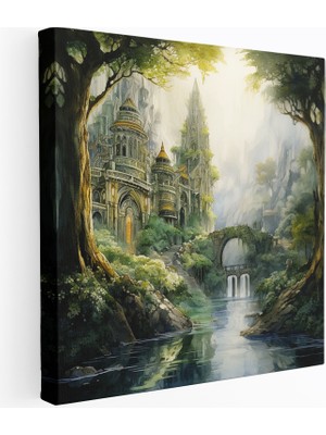 Popcas Orta Dünya Lothlórien Kanvas Tablo Huzurlu Suluboya Manzarası
