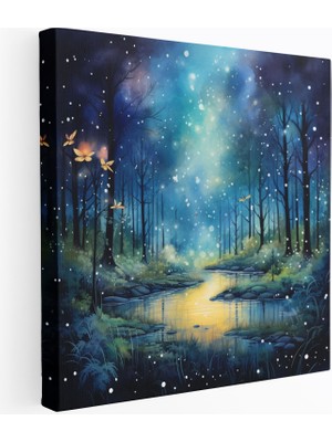 Popcas Gece Ormanı Kanvas Tablo Duvar Sanatı