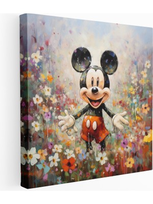 Popcas Izlenimci Kanvas Tablo Çiçekler Açan Mickey Mouse