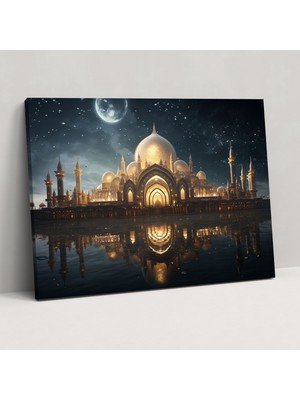 Popcas Gelecek Temalı Kanvas Tablo Dijital Sanat Cami Duvar Dekorasyonu Kozmik Görsel Element