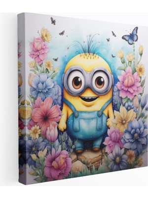 Popcas Minions Kelebekli Kanvas Tablo Sevimli Minions ile Renkli Ev Dekorasyonu