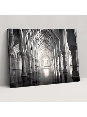 Popcas Siyah Beyaz Cami Kanvas Tablo Zamansız Estetik