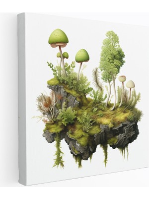 Popcas Botanik Illüstrasyon Yosun Duvar Sanatı Kanvas Tablo