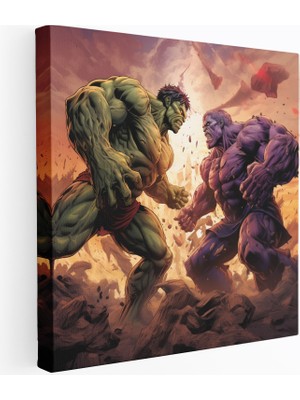Popcas Marvel Çizgi Roman Kanvas Tablo Hulk ve Thanos Temalı Ev Dekorasyonu