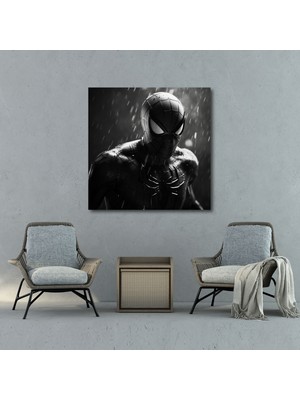 Popcas Marvel Kanvas Tablo Örümcek Adam Portre Duvar Sanatı Siyah Beyaz Duvar Dekorasyonu