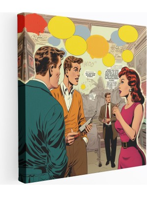 Popcas Marvel Çizgi Roman Panelli Retro Duvar Sanatı Kanvas Tablo Nostalji