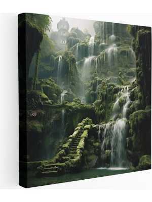 Popcas Yosun Şelalesi Kanvas Tablo Yosun Temalı Duvar Sanatı