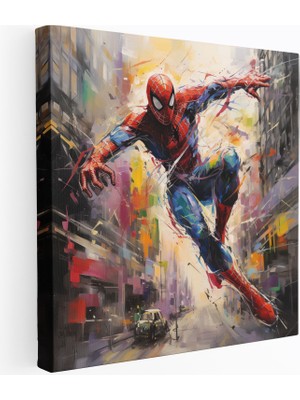 Popcas Marvel Graffiti Sokak Sanatı Kanvas Tablo Spider-Man Temalı Duvar Dekoru