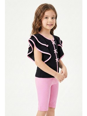 Modanino Kız Çocuk Geniş Omuzlu ve Fırfırlı Alt-Üst Takım 3-8 Yaş 12551