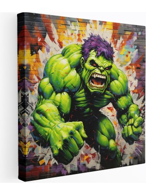 Popcas Marvel Kanvas Tablo Hulk Graffiti Şehir Teması