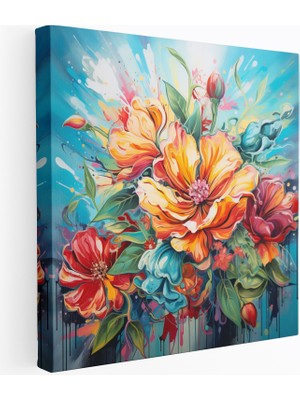 Popcas Motif Eden Çiçek Kanvas Tablo Motivasyon Temalı