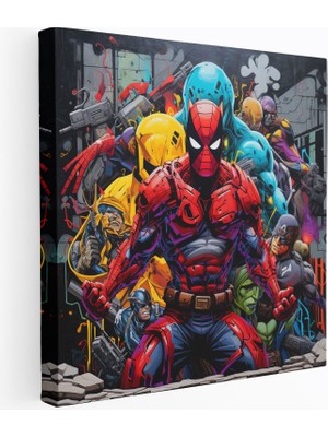 Popcas Marvel Süperkahraman Graffiti Sanatı Kanvas Tablo Duvar Süslemesi