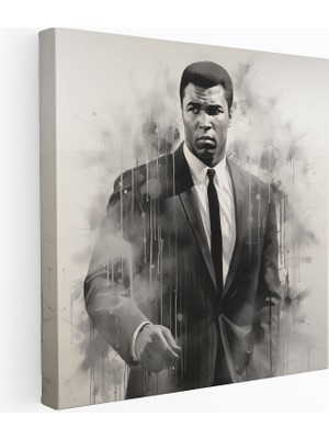 Popcas Modern Gri Tonlu Duvar Sanatı Kanvas Tablo Muhammad Ali