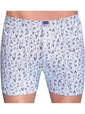 Berrak Erkek Renkli Penye %100 Pamuk Boxer 2'li Paket 1053-ÇOK Renkli-L