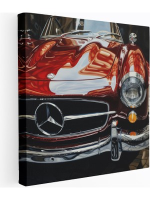 Popcas Fotogerçekçi Mercedes Kanvas Tablo Yakın Çekim Detayı