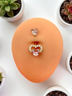 Lunays Paslanmaz Çelik 316 Kalp Aşk Vurgusu Göbek Piercing Gold Renk