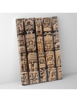 Popcas Inka Medeniyeti Taş Oyma Kanvas Tablo Duvar Sanatı