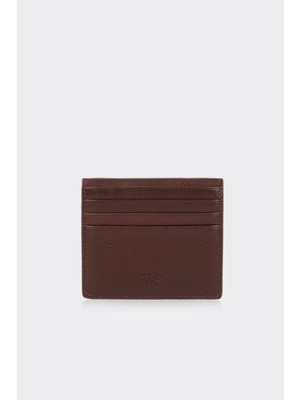 White Stone Hakiki Deri Kahverengi Kağıt Para Bölmeli Premium Kartlık