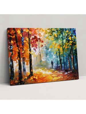 Popcas Sonbahar Ormanı Leonid Afremov Kanvas Tablo Duvar Sanatı