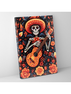 Popcas Los Muertos Kanvas Tablo Alev Gözlü Iskelet