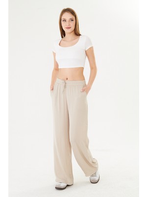 Pique 26KP1003 KADIN PANTOLON Beli Lastikli Viskon Kumaş Pantolon