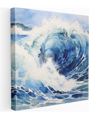 Popcas Mavi Dalga Dekoratif Tablo / Duvar Sanatı / Kanvas Duvar Tablosu