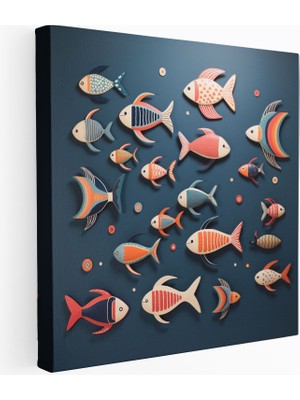 Popcas Mütevazı Deniz Mavisi Balık Kanvas Tablo Duvar Sanatı