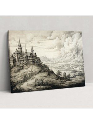 Popcas Orta Çağ Ev Dekorasyonu Kanvas Tablo - Orta Çağ Köyü Teması