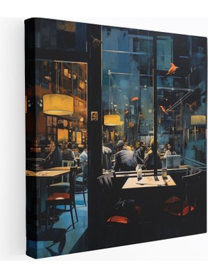 Popcas Nighthawks Çağdaş Tablo Sanatı Duvar Dekorasyonu Karışık Medya