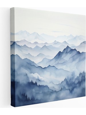 Popcas Dağ Silsilesi Nötr Ev Dekorasyonu Suluboya Kanvas Tablo