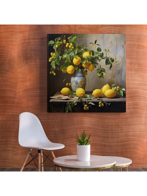 Popcas Natürmort Limon Ağacı Kanvas Tablo Sanatı Zengin Detaylar