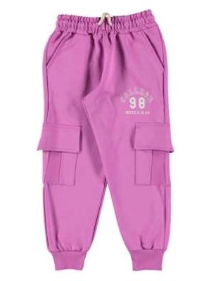 Baskılı Çift Kargo Cepli Kız Çocuk Eşofman Altı Tuhfetower