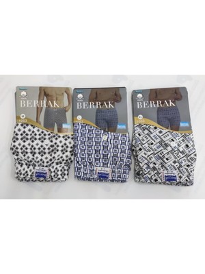 Berrak Poky Desenli Düğmeli 3'lü Erkek Boxer-Asorti-Xl